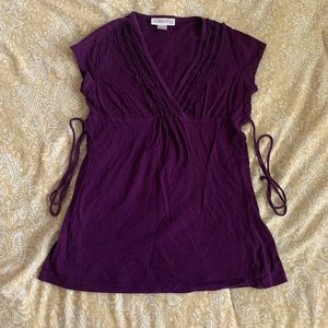 belle du jour small purple v-neck blouse